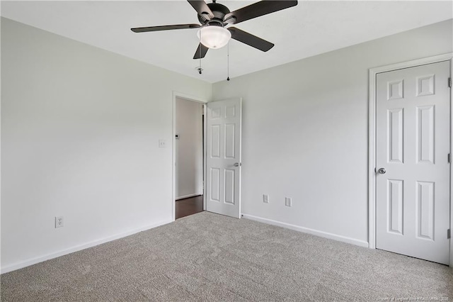 120 Wood Valley Ln, Raeford, NC 29376 - unfurnished bedroom featuring carpet flooring, baseboards, and a ceiling fan