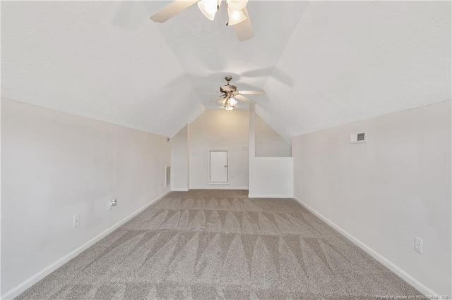 120 Wood Valley Ln, Raeford, NC 29376 - bonus room with a ceiling fan, vaulted ceiling, carpet, and baseboards