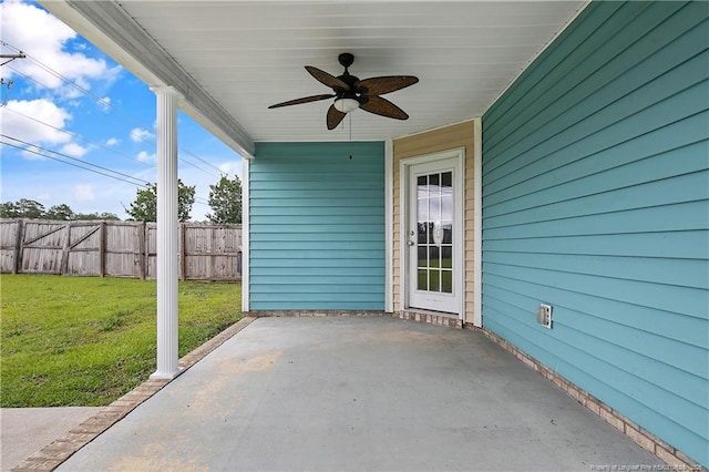 120 Wood Valley Ln, Raeford, NC 29376 - view of patio / terrace with ceiling fan