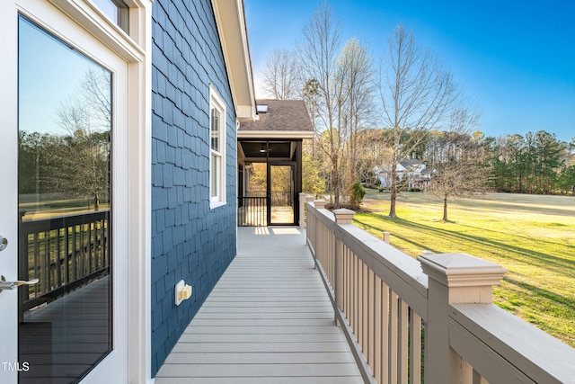 390 Lake Magnolia Way, Smithfield, NC 27577 - wooden deck featuring a lawn