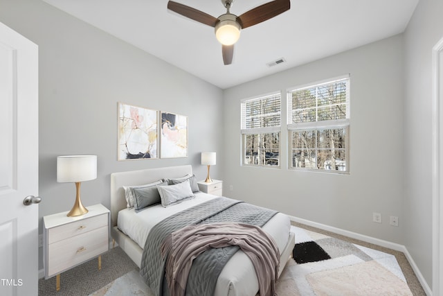 684 Wickham Ridge Rd, Apex, NC 27539 - bedroom with light colored carpet, baseboards, and ceiling fan