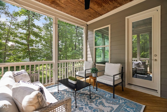 728 Peninsula Forest Pl, Cary, NC 27519 - sunroom with an outdoor hangout area and ceiling fan