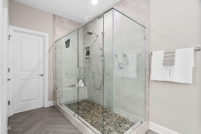 728 Peninsula Forest Pl, Cary, NC 27519 - full bathroom with a shower stall and recessed lighting