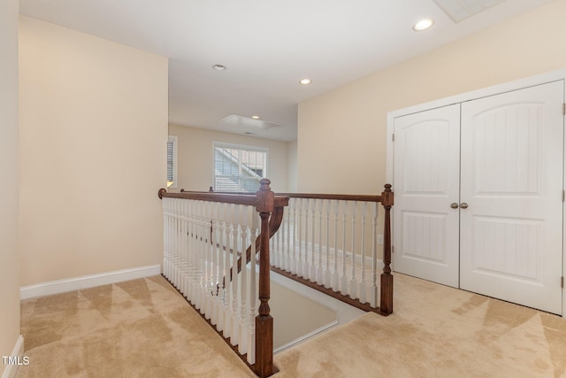 921 Rosepine Dr, Cary, NC 27519 - corridor featuring an upstairs landing, carpet flooring, and recessed lighting