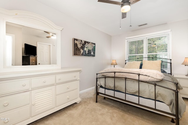 1426 Cedar Branch Ct, Wake Forest, NC 27587 - bedroom with light colored carpet, a ceiling fan, and baseboards