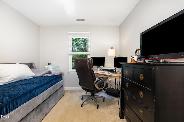 1426 Cedar Branch Ct, Wake Forest, NC 27587 - bedroom with light carpet, an office area, and baseboards