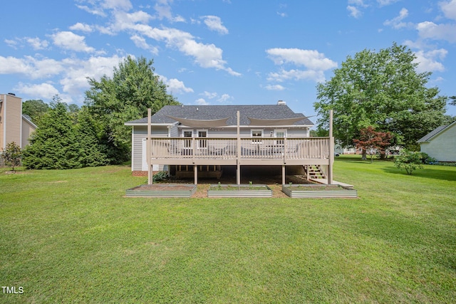 701 Creekside Dr, Clayton, NC 27520 - back of property with a deck and a lawn