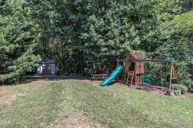6509 Conaway Ct, Wake Forest, NC 27587 - view of grassy yard with a playground