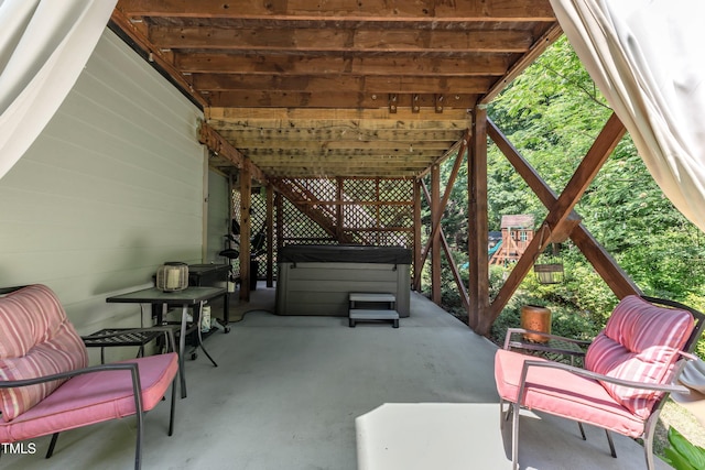 6509 Conaway Ct, Wake Forest, NC 27587 - view of patio with a hot tub