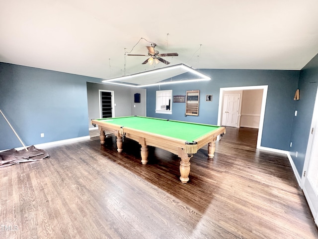 322 S Dixon Ave, Cary, NC 27511 - rec room featuring ceiling fan, pool table, baseboards, and wood finished floors