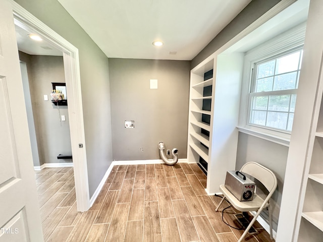 322 S Dixon Ave, Cary, NC 27511 - laundry room with light wood-style flooring, baseboards, and recessed lighting