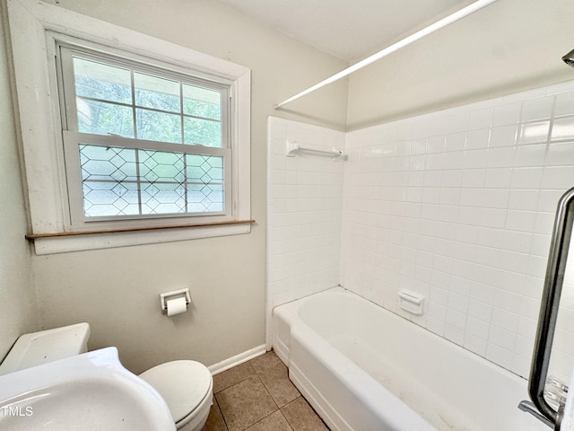 322 S Dixon Ave, Cary, NC 27511 - bathroom with tile patterned flooring, toilet, baseboards, and bathtub / shower combination