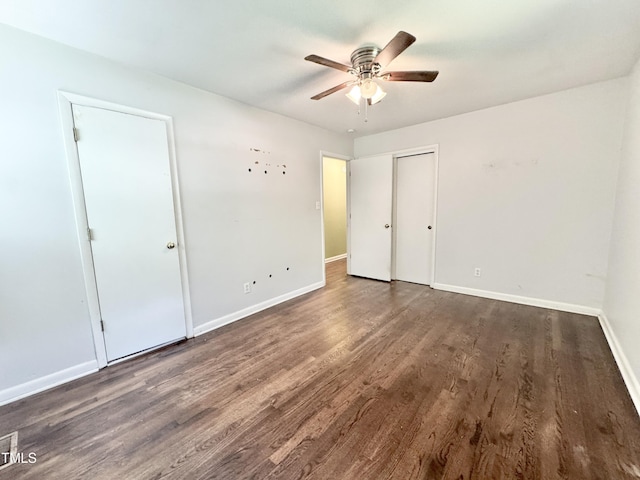 322 S Dixon Ave, Cary, NC 27511 - unfurnished bedroom with baseboards, wood finished floors, ceiling fan, and a closet