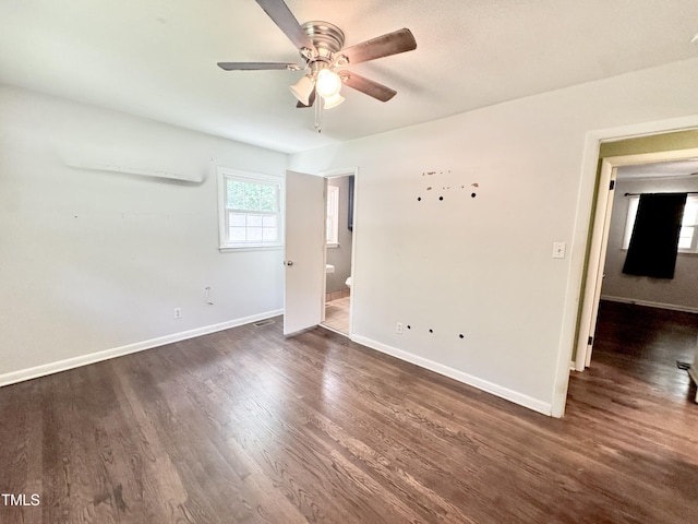 322 S Dixon Ave, Cary, NC 27511 - empty room featuring ceiling fan, baseboards, and dark wood-style floors