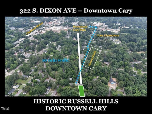 322 S Dixon Ave, Cary, NC 27511 - map / location with property parcel outlined
