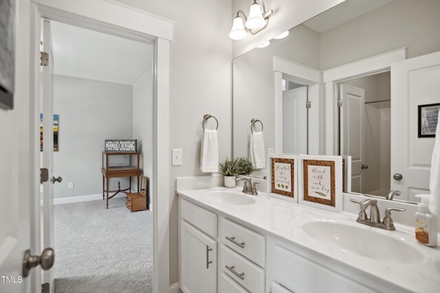 8909 Tara Hill Ln, Wake Forest, NC 27587 - bathroom with double vanity and a shower