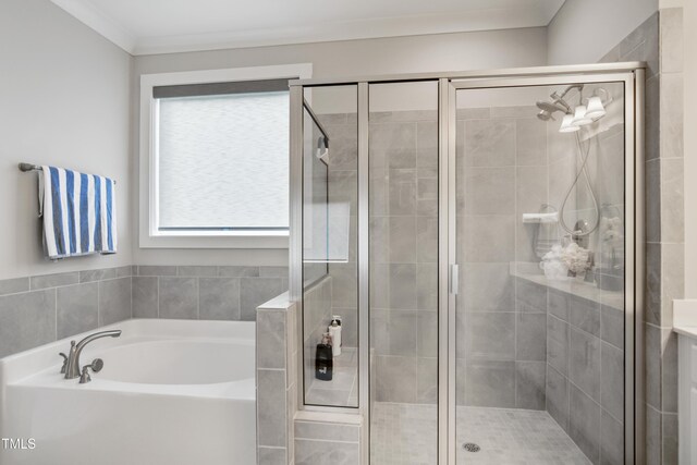 8909 Tara Hill Ln, Wake Forest, NC 27587 - full bathroom with a garden tub and a shower stall