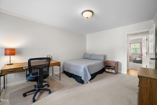 102 Pin Oak Ct, Elon, NC 27244 - bedroom featuring an office area, crown molding, carpet flooring, and baseboards