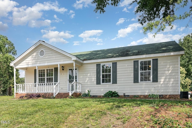 2108 Carthage Cir, Raleigh, NC 27604 - single story home with a porch, crawl space, and a front yard