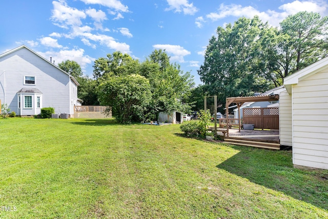 2108 Carthage Cir, Raleigh, NC 27604 - view of yard featuring a deck and a pergola