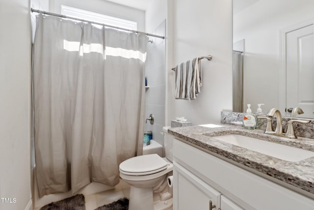 404 Porterfield Dr, Youngsville, NC 27596 - bathroom with vanity, shower / tub combo, and tile patterned flooring