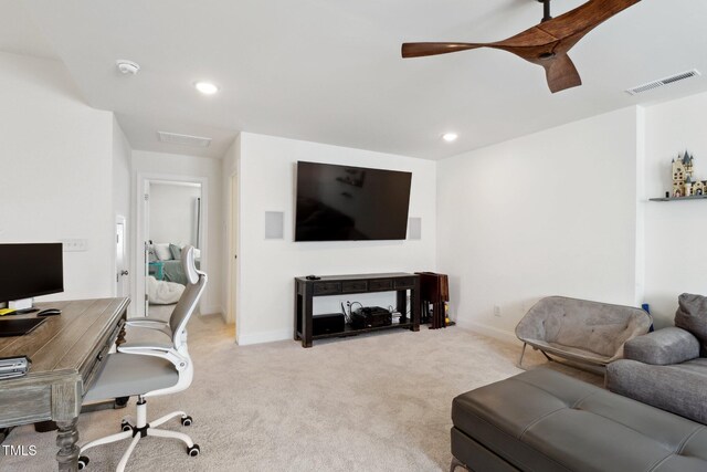 404 Porterfield Dr, Youngsville, NC 27596 - office area featuring ceiling fan, carpet, and recessed lighting