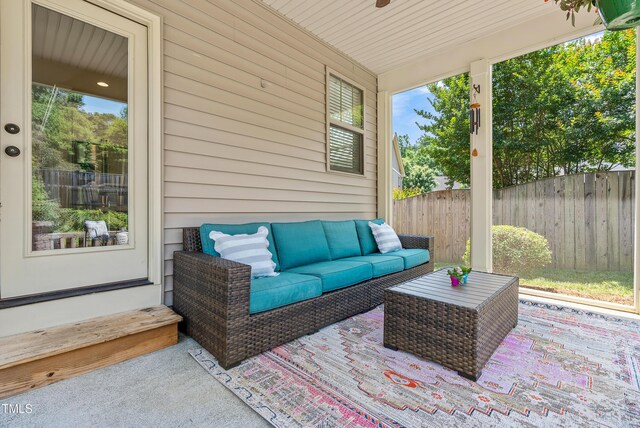 118 Fox Run Ct, Durham, NC 27705 - view of patio with an outdoor living space