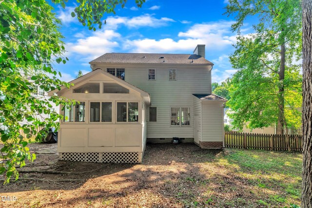 1905 Indianwood Ct, Raleigh, NC 27604 - rear view of house with a chimney, crawl space, and roof with shingles