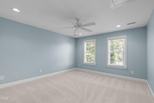 101 Quarryrock Rd, Holly Springs, NC 27540 - unfurnished room with attic access, baseboards, carpet, recessed lighting, and ceiling fan