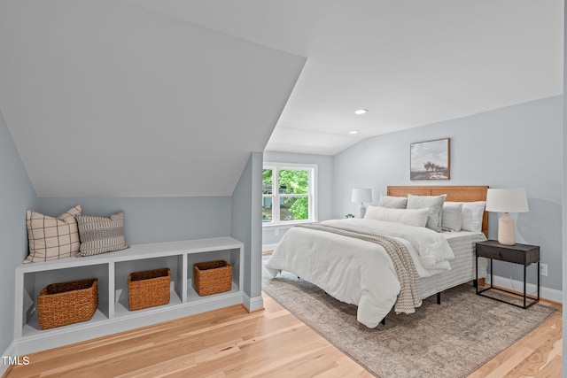 2100 Summit St, Durham, NC 27707 - bedroom featuring vaulted ceiling, wood finished floors, baseboards, and recessed lighting