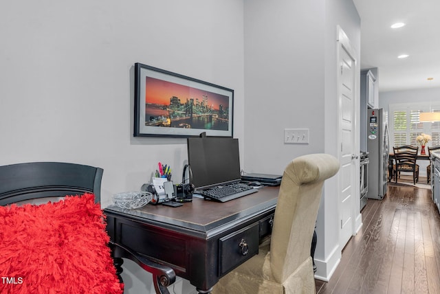1448 Big Falls Dr, Wendell, NC 27591 - office featuring hardwood / wood-style floors, recessed lighting, and baseboards