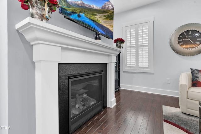 1448 Big Falls Dr, Wendell, NC 27591 - detailed view of wood finished floors, a glass covered fireplace, and baseboards