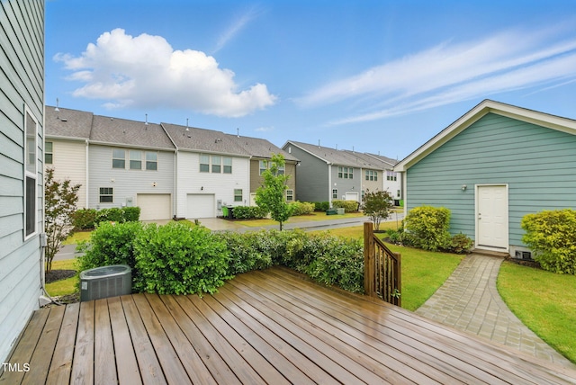 1448 Big Falls Dr, Wendell, NC 27591 - deck featuring a residential view, central AC, and a yard