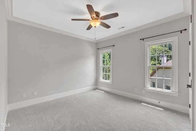 104 Bellagio Dr, Apex, NC 27539 - carpeted empty room with crown molding, plenty of natural light, baseboards, and a ceiling fan