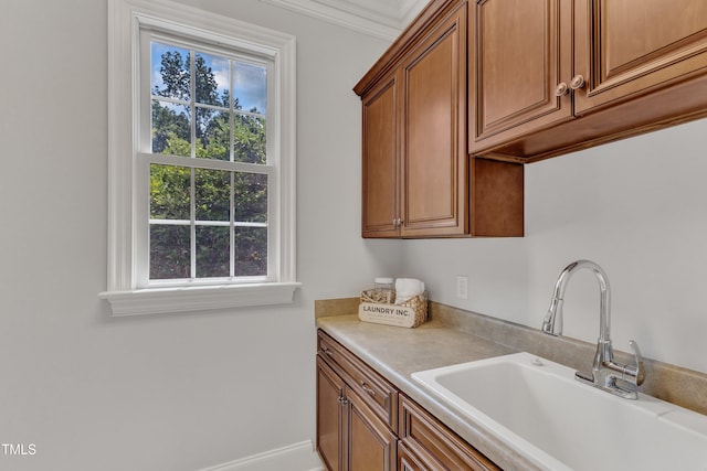 104 Bellagio Dr, Apex, NC 27539 - laundry area with a sink and ornamental molding