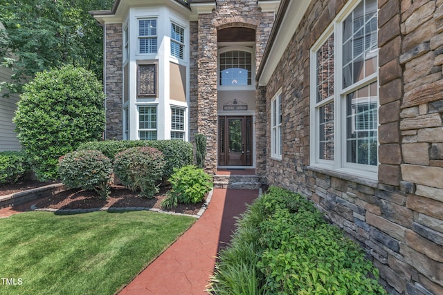 104 Bellagio Dr, Apex, NC 27539 - property entrance featuring stone siding