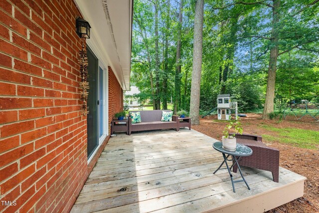 2968 Tram Rd, Fuquay Varina, NC 27526 - deck with view of wooded area