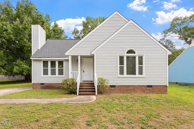 71 E Boxley Dr, Wendell, NC 27591 - bungalow-style home with crawl space, a front lawn, roof with shingles, and a chimney