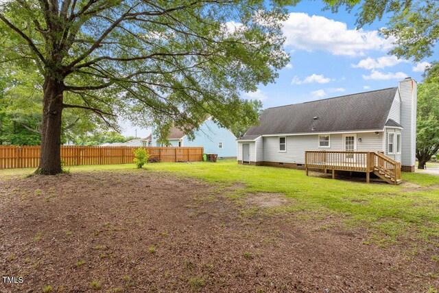 71 E Boxley Dr, Wendell, NC 27591 - rear view of property with crawl space and a wooden deck
