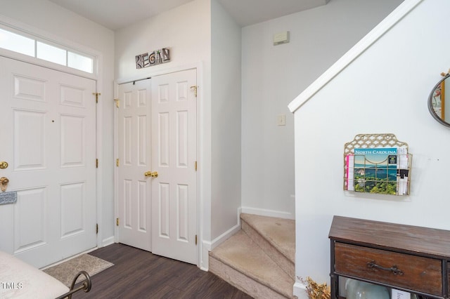 610 Walnut Woods Dr, Morrisville, NC 27560 - entryway featuring dark wood-style flooring and baseboards