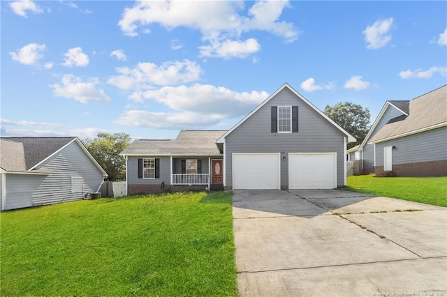 1419 Acacia Dr, Fayetteville, NC 28314 - traditional-style home featuring concrete driveway, a front lawn, a garage, and a porch