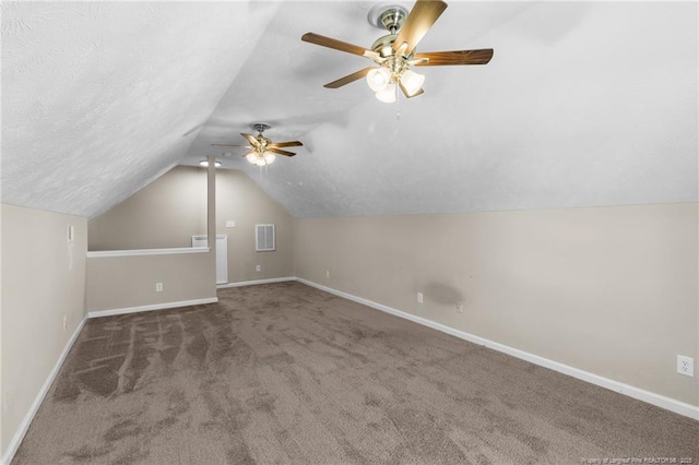 1419 Acacia Dr, Fayetteville, NC 28314 - additional living space with lofted ceiling, carpet flooring, a ceiling fan, and baseboards