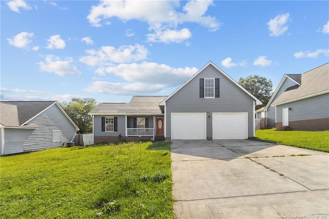 1419 Acacia Dr, Fayetteville, NC 28314 - traditional home with driveway, a front lawn, a garage, and covered porch