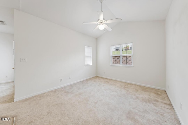 285 Plaza Dr Unit C, Chapel Hill, NC 27517 - unfurnished room featuring carpet, ceiling fan, vaulted ceiling, and baseboards