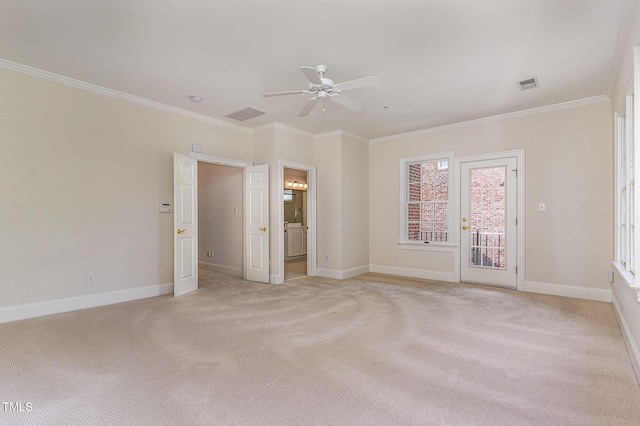 218 W Barbee Chapel Rd, Chapel Hill, NC 27517 - unfurnished bedroom featuring crown molding, access to outside, light colored carpet, baseboards, and connected bathroom
