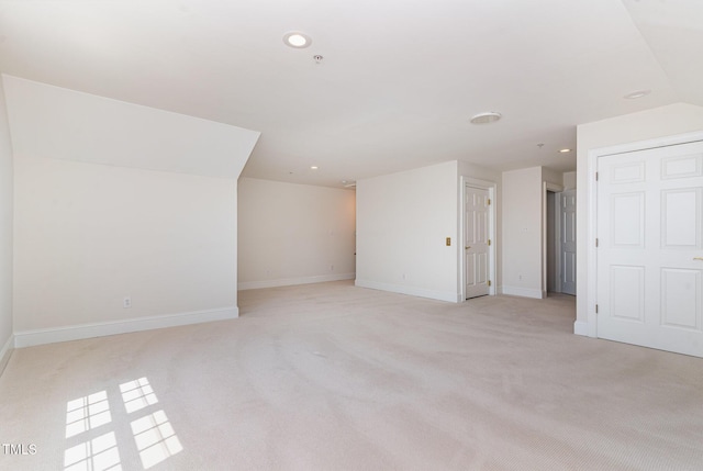 218 W Barbee Chapel Rd, Chapel Hill, NC 27517 - empty room featuring light colored carpet, baseboards, recessed lighting, and a pendent fire sprinkler