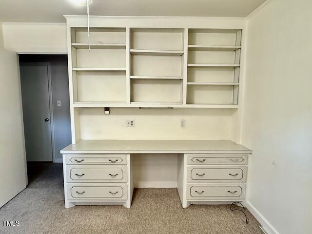 1007 Driftwood Dr, Siler City, NC 27344 - unfurnished office featuring built in study area and light carpet
