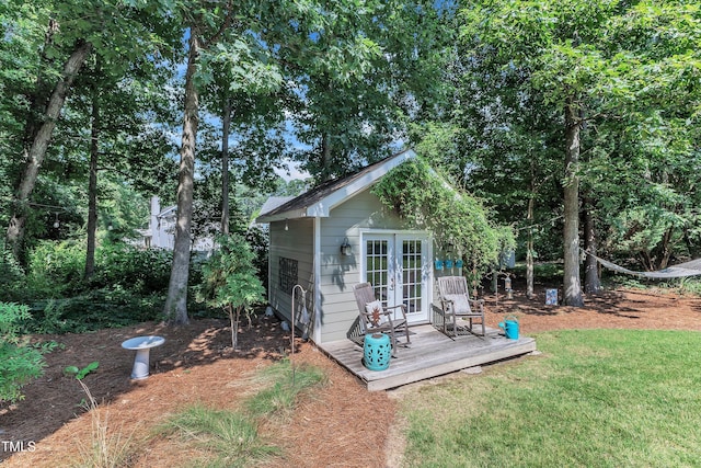 115 E Seve Ct, Morrisville, NC 27560 - view of outbuilding featuring french doors