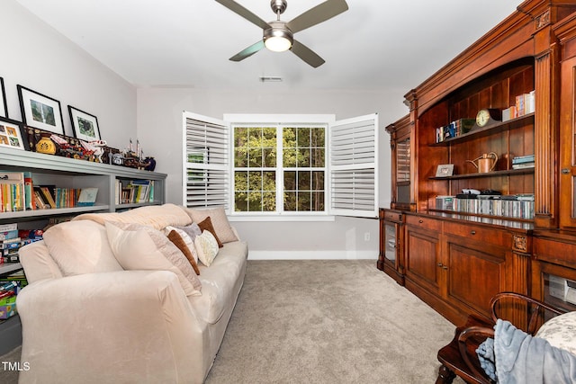 105 Everam Ct, Chapel Hill, NC 27516 - carpeted living room with a ceiling fan and baseboards