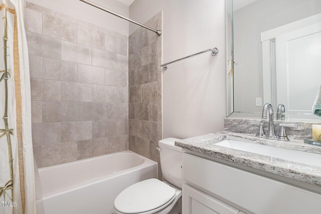 105 Everam Ct, Chapel Hill, NC 27516 - bathroom featuring toilet, vanity, and shower / bathtub combination with curtain